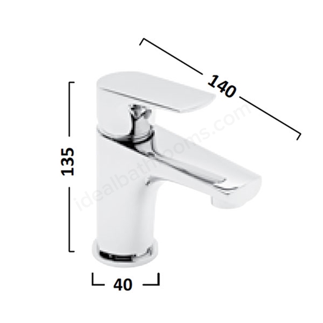 Tavistock Strike Mini; Deck Mounted; 1 Tap Hole Basin Mixer with Click Waste - Chrome