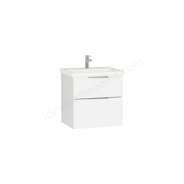 VitrA Ecora 600mm Basin Unit with 2 Drawers - Gloss White | Ideal Bathrooms