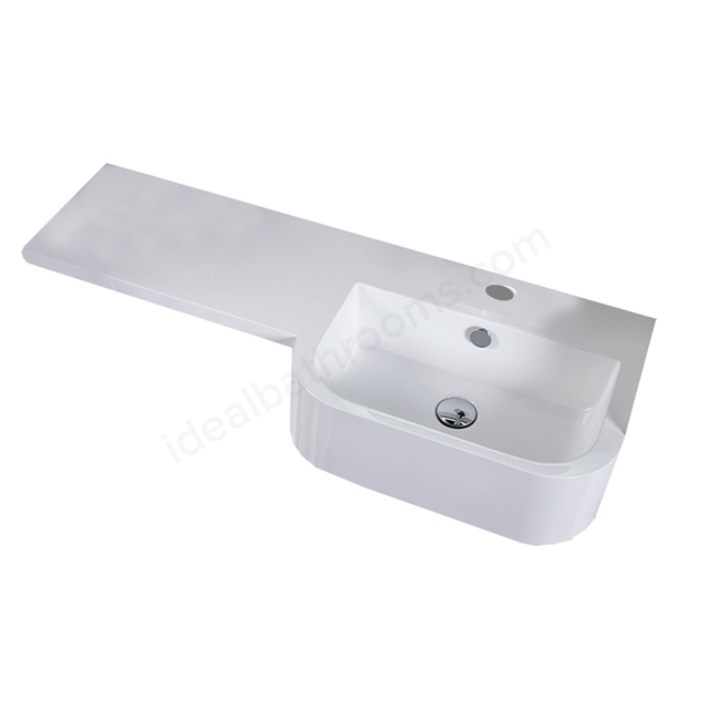 Tavistock Match 1000mm Countertop Basin; Right; 1 Tap Hole - White