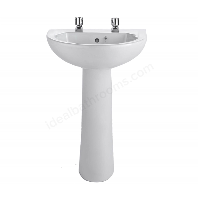 Twyford Option Grab & Go 550mm 2 Tap Hole Basin and Full Pedestal 