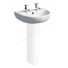 Twyford E100 500mm Countertop Basin 2 Tap Holes