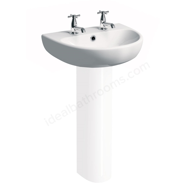 Twyford E100 500mm Countertop Basin 2 Tap Holes