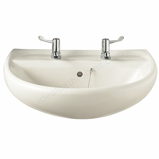 Twyford Sola 600 mm x 460mm 2 Tap Hole Pedestal Basin - White