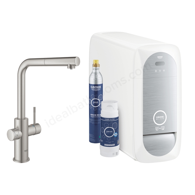 Grohe Blue Home L-spout; Kitchen Tap Starter Kit with Pull-Out Spout