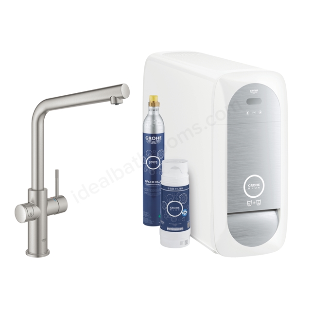 Grohe Blue Home L-spout; 150Â° Swivel Area Kitchen Tap Starter Kit