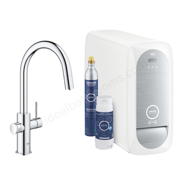 Grohe Blue Home C-spout Kitchen Tap Starter Kit with Pull-Out Spout