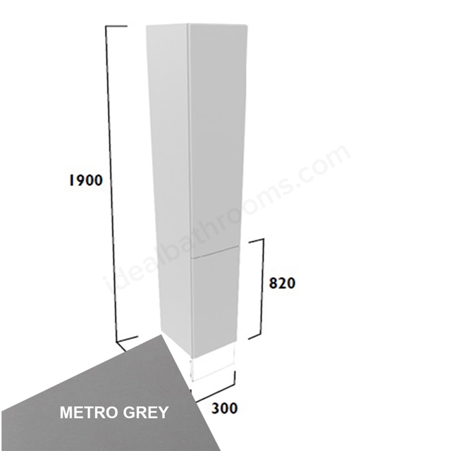 Tavistock Legacy Slim 300mm Full Height Cupboard w/ Door Pack; Carcass & Fascia - Metro Grey