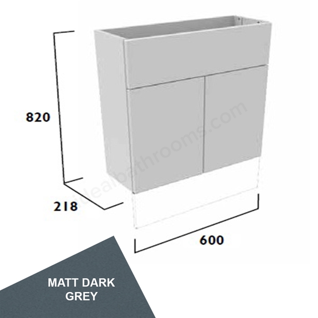 Tavistock Legacy Slim 600mm Basin Unit w/ Fascia/Door Pack & Carcass - Matt Dark Grey