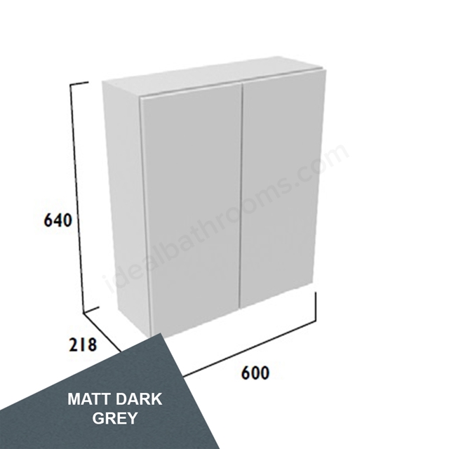 Tavistock Legacy Standard 600mm Wall Mounted Cupboard w/ Door Pack; Carcass & Fascia - Matt Dark Grey