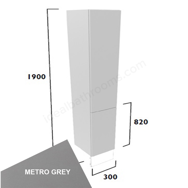 Tavistock Legacy Standard 300mm Full Height Cupboard w/ Door Pack; Carcass & Fascia - Metro Grey