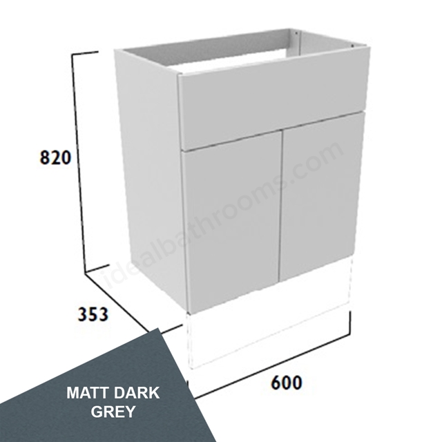 Tavistock Legacy Standard 600mm Basin Unit w/ Fascia/Door Pack & Carcass - Matt Dark Grey