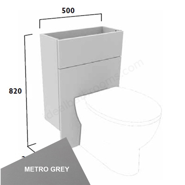 Tavistock Legacy Slim 500mm Back To Wall WC Unit w/ Fascia Pack & Carcass - Metro Grey