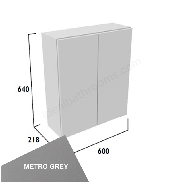 Tavistock Legacy Standard 600mm Wall Mounted Cupboard w/ Door Pack; Carcass & Fascia - Metro Grey