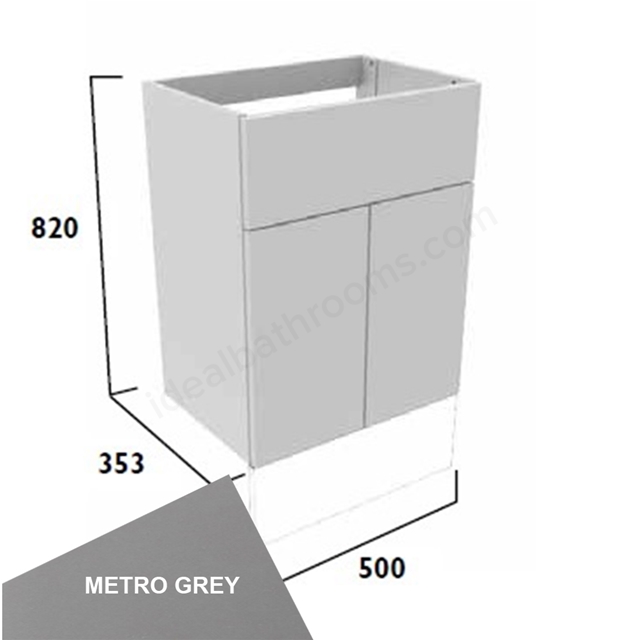 Tavistock Legacy Standard 500mm Basin Unit w/ Fascia/Door Pack & Carcass - Metro Grey