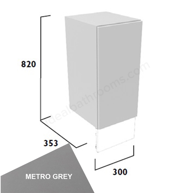 Tavistock Legacy Standard 300mm Floor Standing Cupboard w/ Door Pack; Carcass & Fascia - Metro Grey