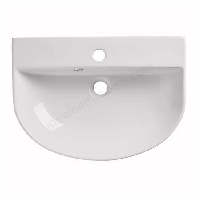 Tavistock Orbit 540mm Semi Recessed Basin; 1 Tap Hole - White