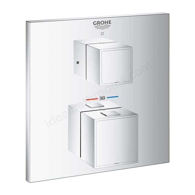 Grohe Grohtherm Cube 1 Outlet Thermostatic Shower Mixer w/ Shut Off Valve - Chrome