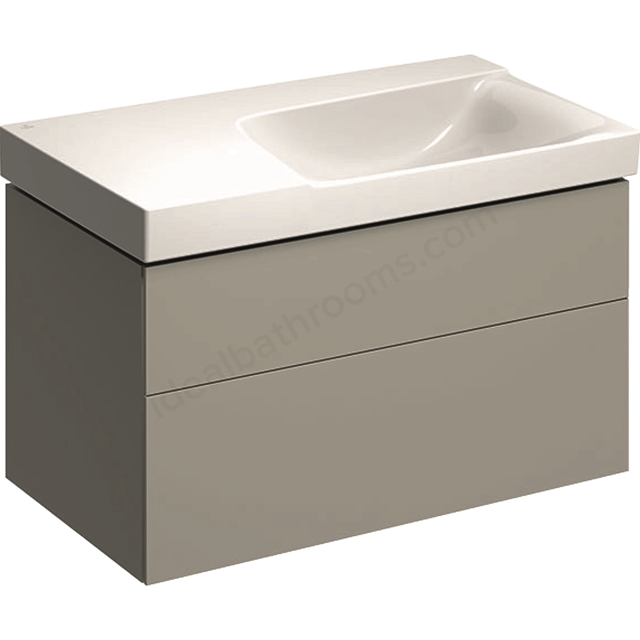 Geberit Xeno2 900mm washbasin unit 2 drawer for basin with LH shelf grey