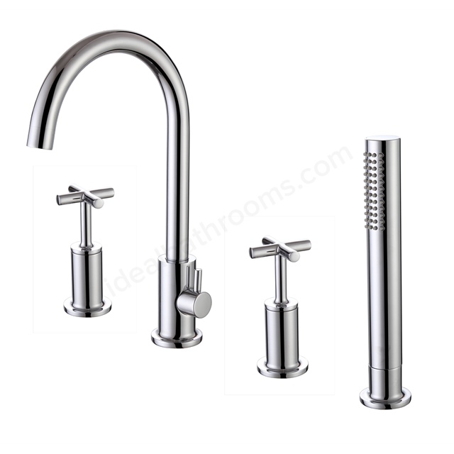 RAK Ceramics Ella 4 Tap Hole Deck Mounted Bath Shower Mixer - Chrome