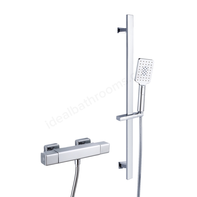 RAK Ceramics Cool Touch Square Exposed Thermostatic Shower Valve with Slide Rail Kit (WRAS)