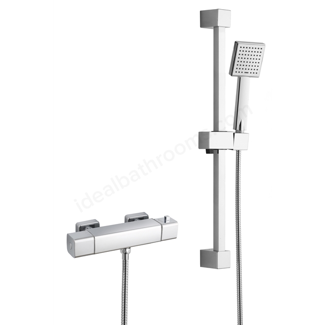 RAK Ceramics Cool Touch Square Exposed Thermostatic Shower Valve with Slide Rail Kit (WRAS)