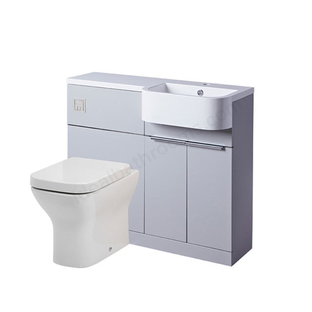 Tavistock Match 1000mm Back to Wall WC & Vanity Unit; Right - Gloss Light Grey  