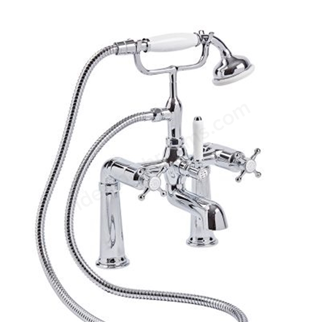 Tavistock Ashmore Pillar 2 Tap Hole Deck Mounted Bath Shower Mixer - Chrome