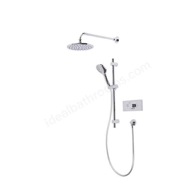 Tavistock Axiom Shower Kit with Dual Function Valve; Riser Rail; Fixed Shower Head & Three Function Shower Handset - Chrome