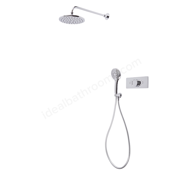 Tavistock Axiom Shower Kit with Dual Function Valve; Fixed Shower Head & Three Function Shower Handset - Chrome