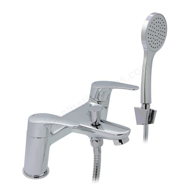 Essential Javary Bath Shower Mixer Including Shower Kit 2 Tap Holes - Chrome