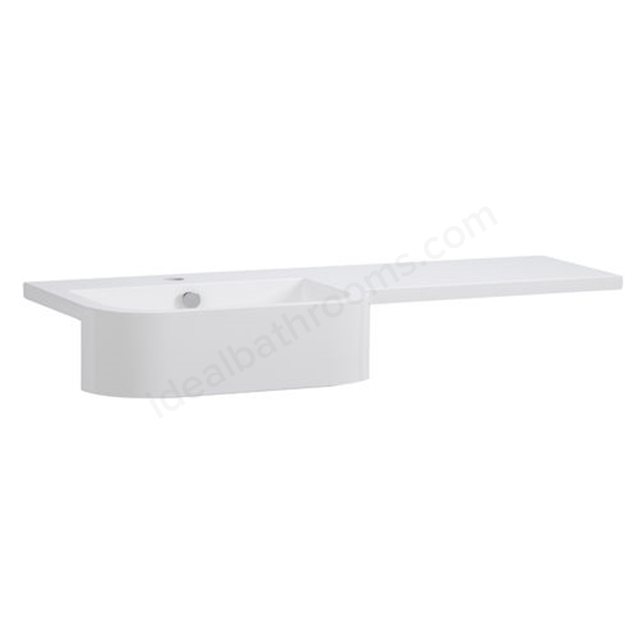 Tavistock Match 1200mm Countertop Basin; Left; 1 Tap Hole - White