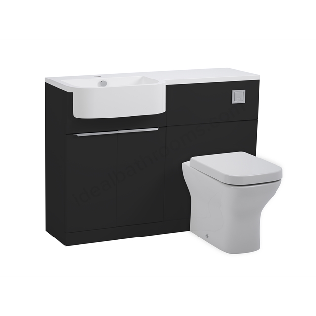 Tavistock Match 1200mm Back to Wall WC & Vanity Unit; Left - Gloss Clay