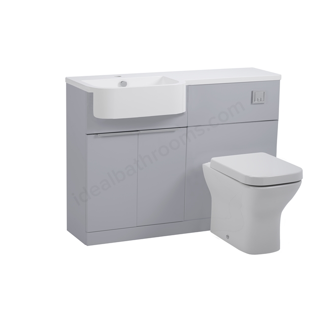 Tavistock Match 1200mm Back to Wall WC & Vanity Unit; Left - Gloss Grey