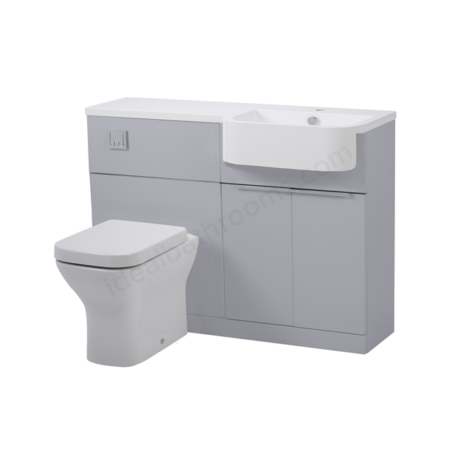 Tavistock Match 1200mm Back to Wall WC & Vanity Unit; Right - Gloss Grey