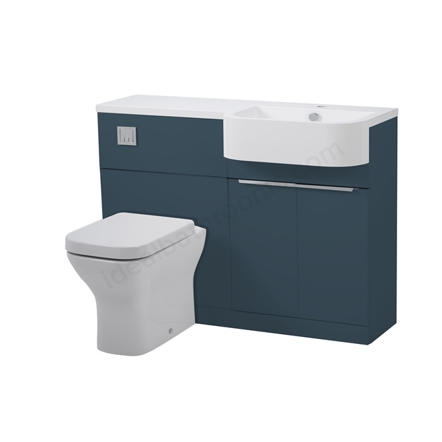 Tavistock Match 1200mm Back to Wall WC & Vanity Unit; Right - Oxford Blue