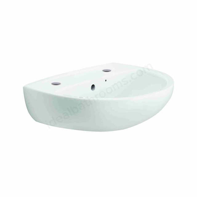 Twyford Option 550mm Pedestal Basin with Chainstay Hole; 2 Tap Holes - White