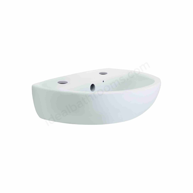 Twyford Option 400mm Pedestal Basin with Chainstay Hole; 2 Tap Holes - White