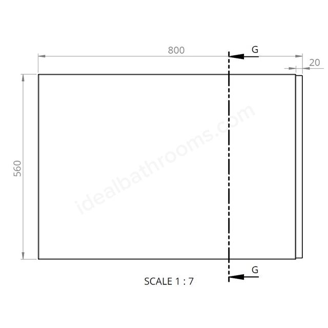 BC Designs Solidblue 800x560mm End Panel - White