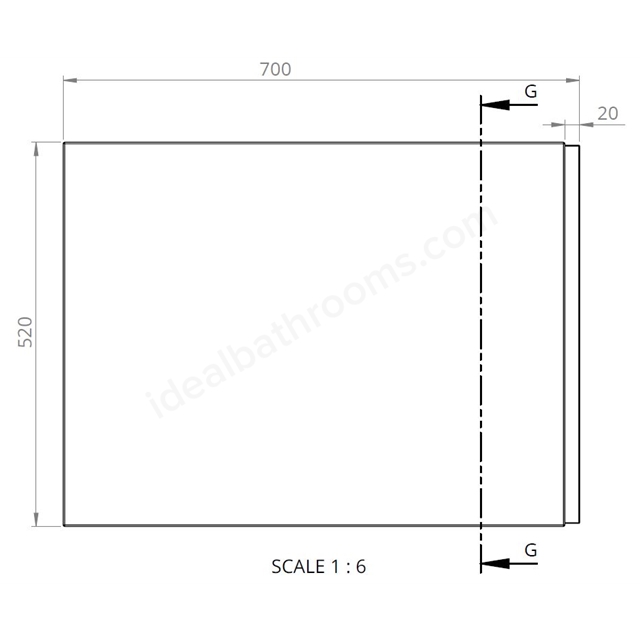 BC Designs Solidblue 700x520mm End Panel - White