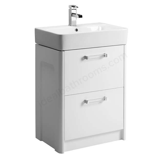 Tavistock Q60 570mm Vanity Unit; 2 Drawers - Gloss White