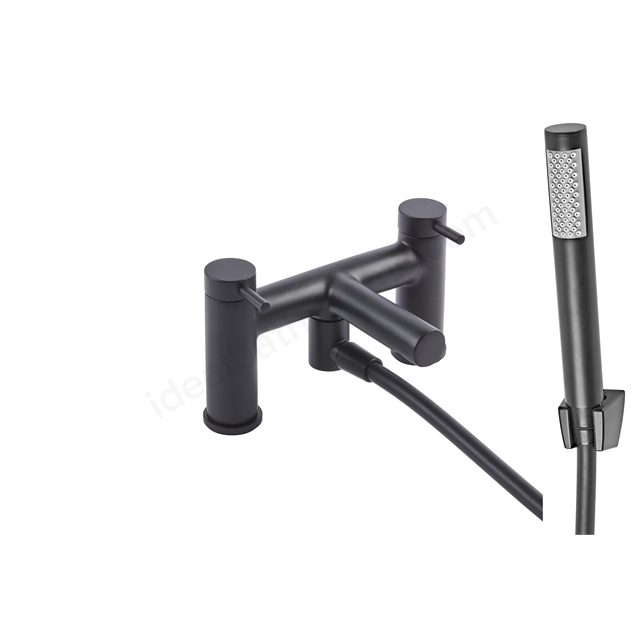 Tavistock Anthem 2 Tap Hole Deck Mounted Bath Shower Mixer - Black