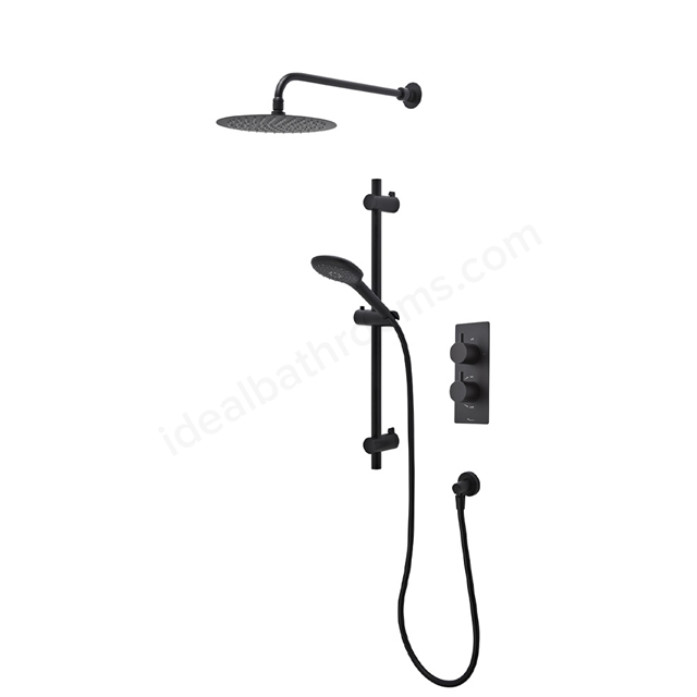 Tavistock Merit Concealed Dual Function Shower Valve with Shower Head & Handset - Black