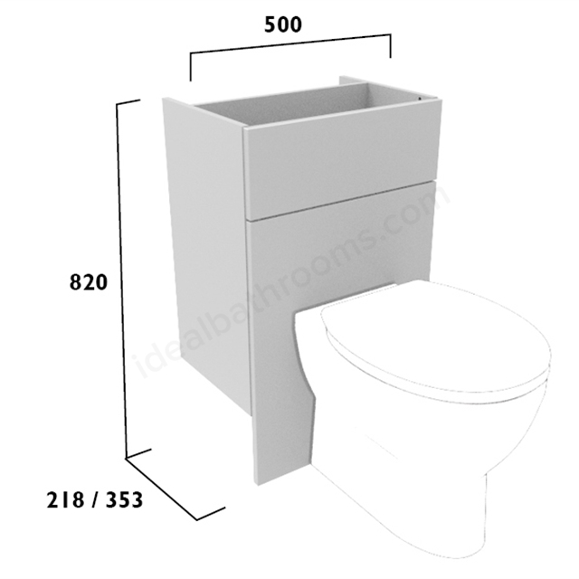 Tavistock Legacy Slim 500mm Back To Wall WC Unit w/ Fascia Pack & Carcass - Mineral Blue