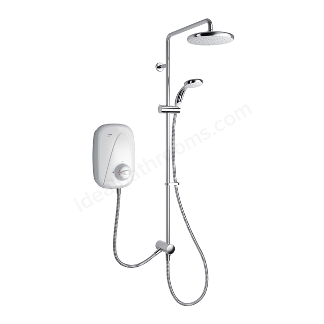 Mira Vigour Thermostatic Dual Outlet Electric Power Shower w/ Fixed & Handheld Shower Head - White/Chrome