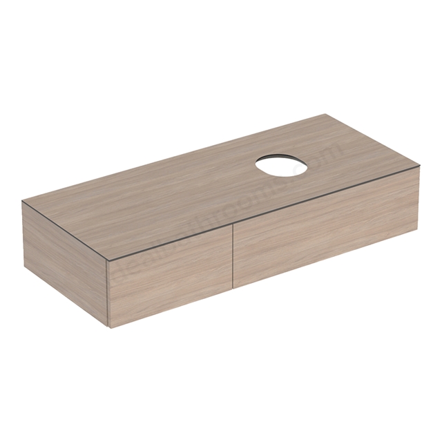 Geberit VariForm Cabinet for Lay-On Basin, Two Drawers, 1200mmW, Oak