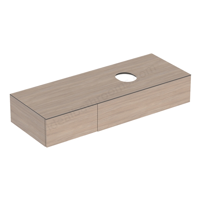 Geberit VariForm Cabinet for Lay-On Basin, Two Drawers, 1350mmW, Oak