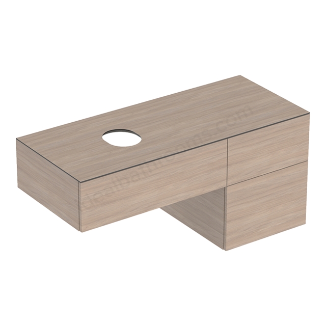 Geberit VariForm Cabinet for Lay-On Basin, Three Drawers, 1200mmW, Oak