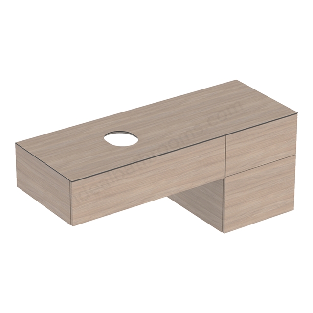 Geberit VariForm Cabinet for Lay-On Basin, Three Drawers, 1350mmW, Oak