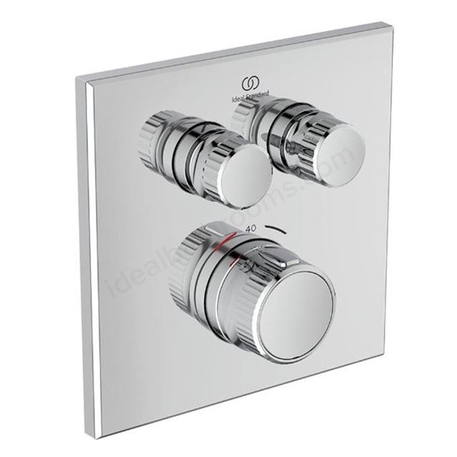 Ideal Standard Ceratherm Navigo Built-in Thermostatic 2 Outlet Square Shower Mixer - Chrome