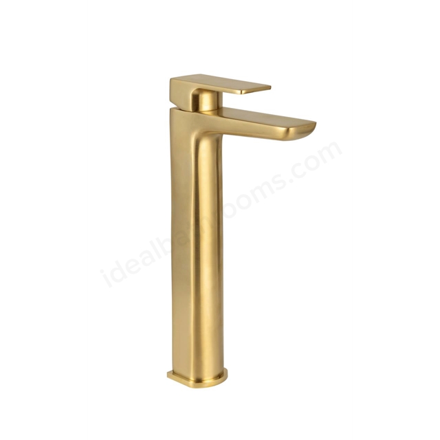 Scudo Muro  Deck Mounted 1 Handle Basin Mixer - Brushed Brass